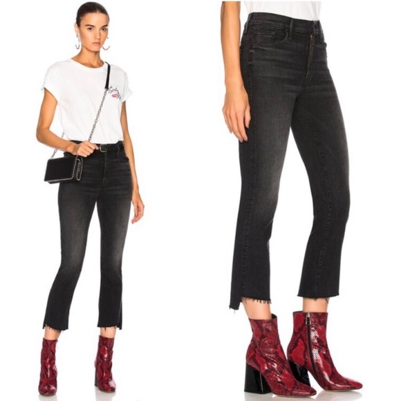 MOTHER Denim - MOTHER Insider Crop Step Fray Jeans in NIGHT HAWK SIZE 24
